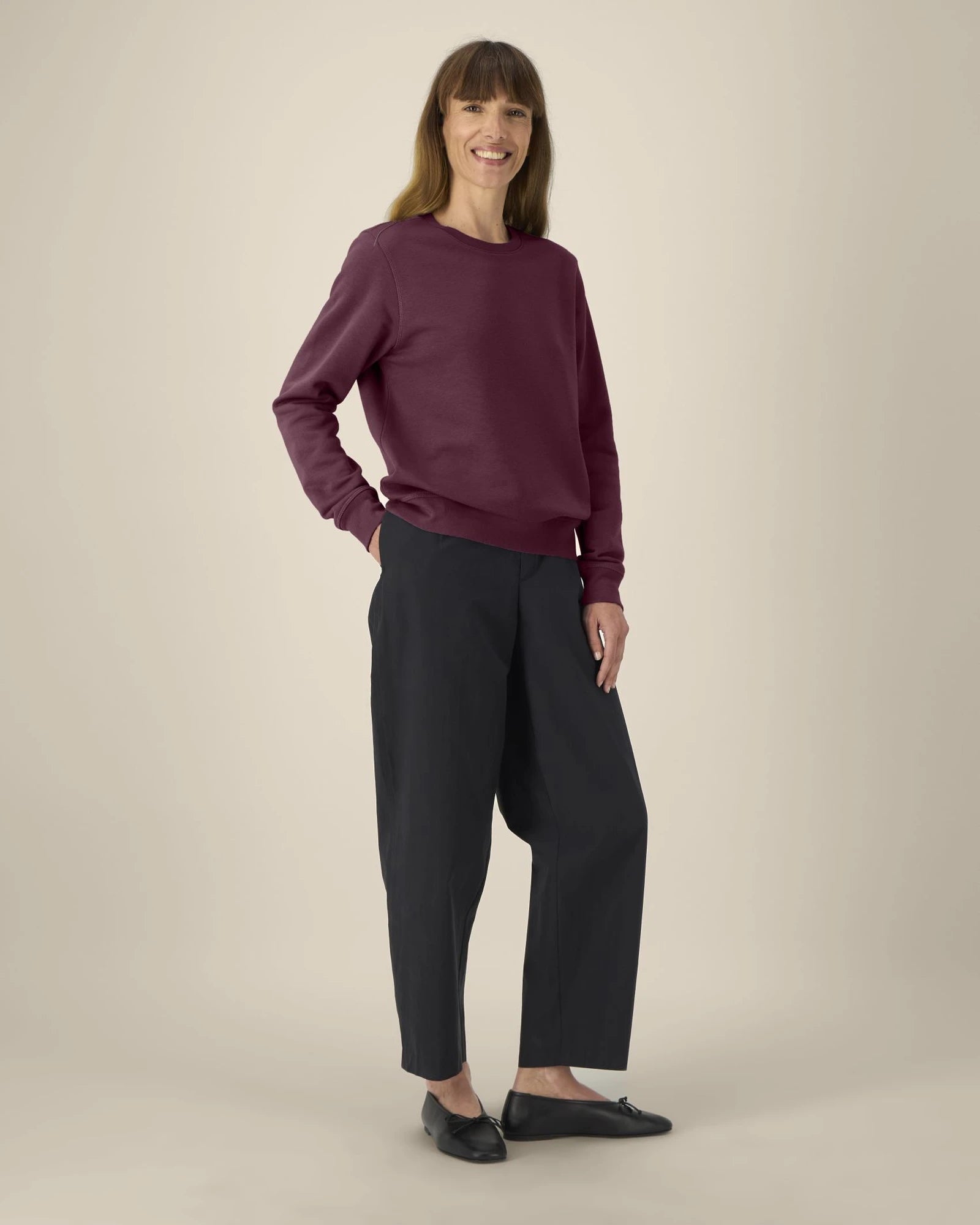 Sweater biologisch katoen om te personaliseren - Diep Pruim